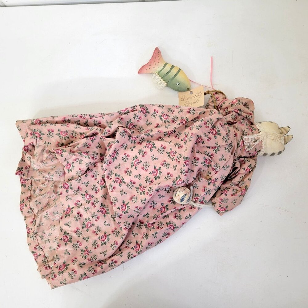 Cat Folk Doll Rag Doll Handmade Vintage Artist Doll - Picture 5 of 6